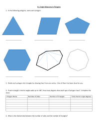 8 1 Angle Measures In Polygons 1 In The Following Polygons