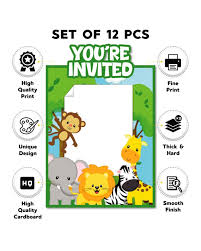 jungle theme invitation cards 12 pcs