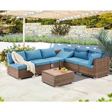 7 Piece Wicker Outdoor Sectional Set