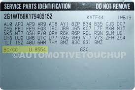 gmc paint code locations touch up