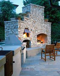 Traditional Stone Outdoor Fireplace