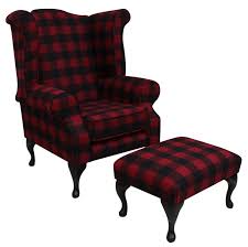 Made in the usa, this armchair measures 34.5 h x 28 w x 30 d overall with a 250 lbs. Chesterfield Edward Queen Anne Wool Tweed Wing Chair Fireside High Back Armchair Buffalo Red Check Footstool