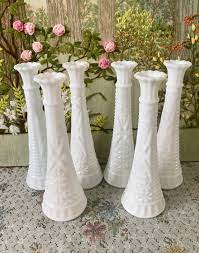 6 Milk Glass Vase Set Of Vases For