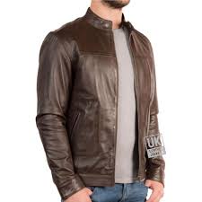 mens brown leather jacket xen uk
