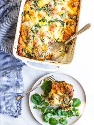 strata with easter ham tableanddish