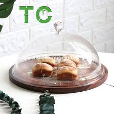 Acacia Wood Cake Stand With Glass Dome