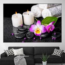 Candle Spa Canvas Painting Zen Stone