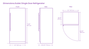 One Door Refrigerators Dimensions Drawings Dimensions Guide