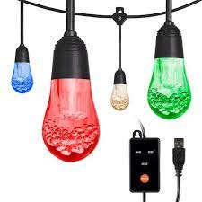 Enbrighten Usb Color Changing Led Cafe Lights 24 Bulbs 24ft Black Cord