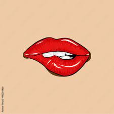 bite y lips drawing red lips