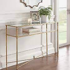 barstow gold iron glass mirror console