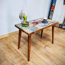 Rustic Coffee Table With Tiled Top