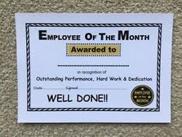Details About Business Award Certificates Employee Of The Month 20 Quality Card A5 Size