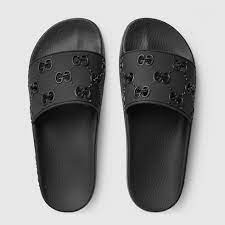 gucci women s rubber gg slide sandal black rubber