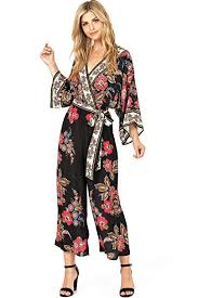 Flying Tomato Womens Juniors Floral Culotte Cropped Chiffon Jumpsuit