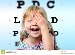 Girl Having Fun At Vision Test Stock Image Image Of Face