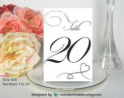 1 To 20 Printable Diy Table Numbers Instant Download 4x6 Wedding