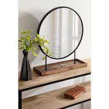 Kate And Laurel Maxfield Round Tabletop Mirror 18x22 Black Natural