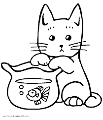 Five fish in a bowl craft. Cat Looking Innocent With A Fish Bowl Color Page