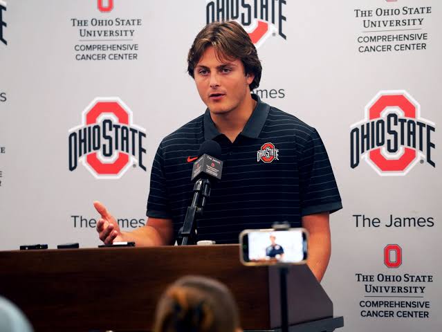 Buckeyes quarterback Julian Sayin speaks to the media about Texas loss