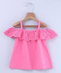 Beebay Pink Lace Ruffle Off Shoulder Top Newborn Infant Toddler Girls