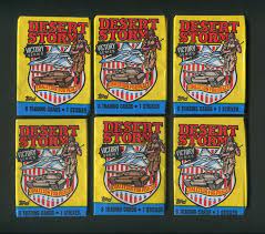 You can easily distinguish them from the base cards by the desert shield logo on the front of the cards. 1991 Topps Desert Storm Trading Cards Unopened Packs 6 Comic Collectibles Trading Cards Other Hipcomic