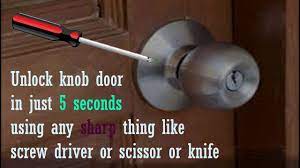 Even some of the most sophisticated, modern indoor locks come with regular, externally visible screws. How To Open Locked Door Without Key Knob Lock Door Unlock Youtube