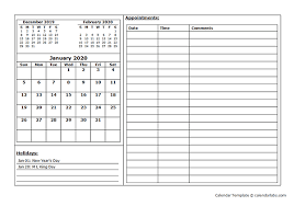 Make your own excel calendar with our excel calendar maker. 2020 Monthly Appointment Calendar Free Printable Templates