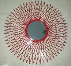 Metal Concave Bathroom Red Wall Mirror