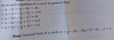 Write Each Equation Of A Circle In
