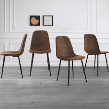 Brown Modern Upholstered Dining Chairs
