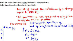 find the velocity of free falling