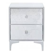 catania mirrored 2 drawer bedside