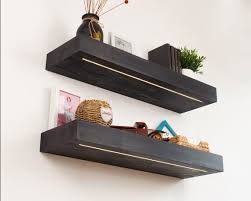 Modern Black Floating Shelf With Led