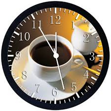 cup of coffee black frame wall clock