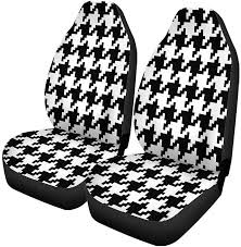 Set Of 2 Car Seat Covers Black White