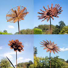 Rusted Metal Flowers Garden Stakes