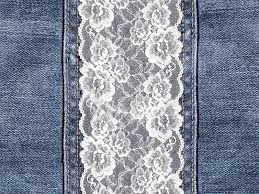 Lace Texture And Stitched Denim Jeans Free Download Fabric