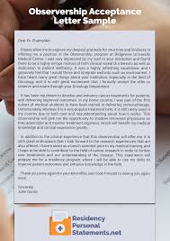 Observership Letter Sample Cover Letter Lor Writing Help