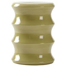 Green Glazed Ceramic Round Garden Stool
