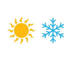 Hot Sun And Cold Snowflake Icon Summer