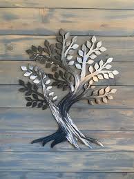 Sanded Silver Tree Metal Wall Tree Home