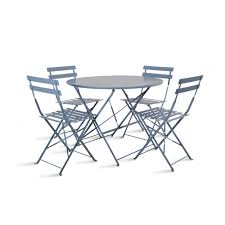 Grey upholstered chairs with nailhead accents. Garden Trading Large Rive Droite Bistro Set With Table 4 Chairs Dorset Blue