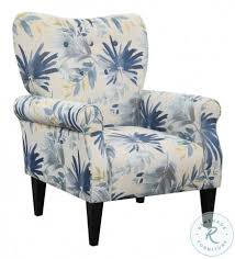 The high back and track arms of this stylish accent chair create an elegant silhouette. Kelley Ocean Blue Floral Accent Chair From Wallace Bay Coleman Furniture