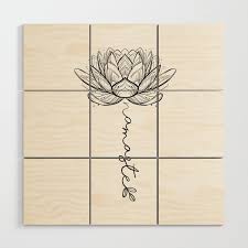 Namaste Lotus Flower Wood Wall Art By
