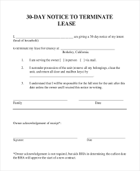 free 12 30 day notice form sles