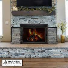 Uniflame Gregory Black Cabinet Style Fireplace Doors With Smoke Tempered Glass Small