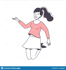 跳跃女性性格愉悦感的喜悦感矢量图向量例证. 插画包括有查出, 精力充沛, 快乐, 高兴, 线路, 概念- 258324511
