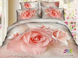 Pink Rose 3d Bedding Set High Quality