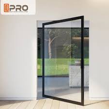 modern tempered glass pivot entry door